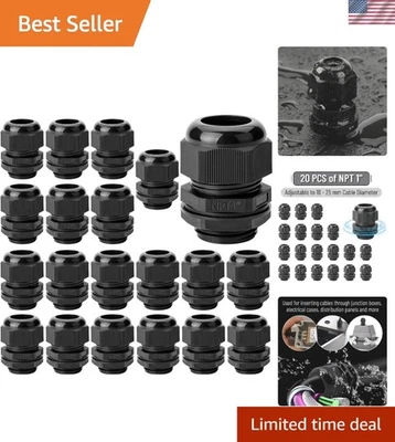 Bates 20 Pack Strain Relief Cable Glands - Durable, Waterproof 1" NPT Connector - Image 1 of 4