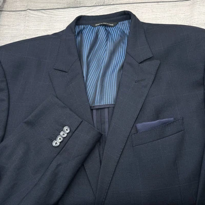 COPPLEY 1883 - 53XT  - Navy Blue Plaid 100%  Wool Blend Sport Coat Blazer - Image 1 of 4