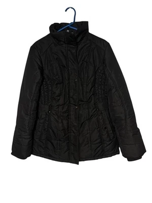 WEATHER TAMER Women S Black Jacket Coat Lined Insulated Pockets Zip Button - Image 1 of 4