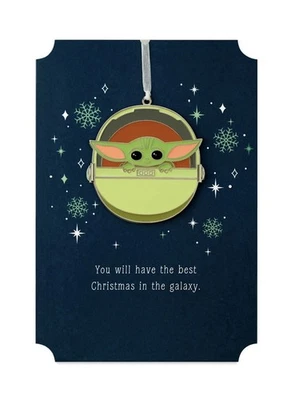 Star Wars Mandalorian Grogu Christmas Card w/ Removable Ornament Hallmark READ - Image 1 of 4