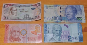 Collection of banknotes - Jamaica $50 - South Africa 100 rand - Costa Rica - Picture 1 of 2