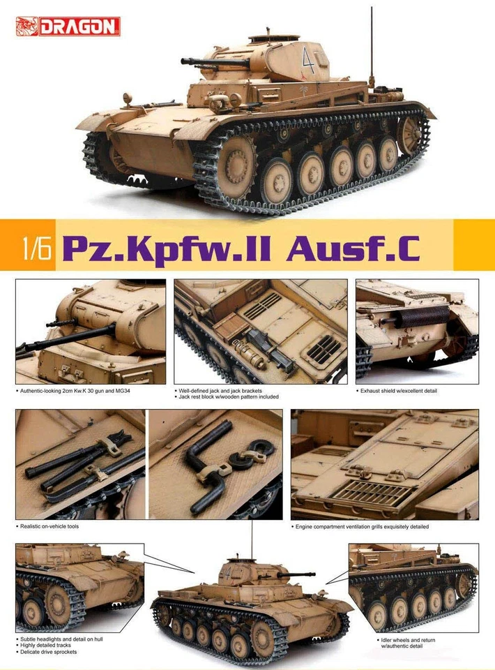 Pz.Kpfw.II Ausf.C Panzerkampfwagen German Tank Panzer 1:6 Model Kit Dragon 75045 - Bild 1 von 1