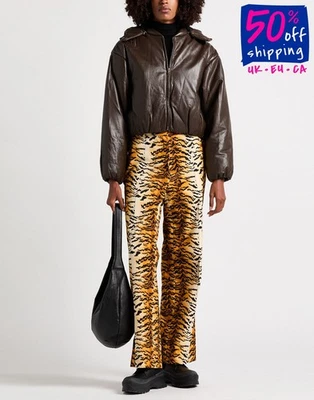 PVP €595 SANDRO Chaqueta de Cuero FR36 US4 UK8 S Marrón Con Capucha Acolchada Foto 1 de 4