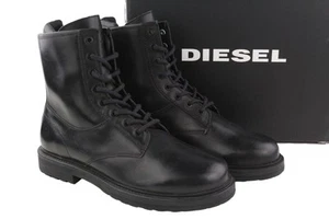 DIESEL D-Alabhama CB Hombres Botas EU45 Cuero Oscuro Atado Combate Tipo Almendra - Imagen 1 de 11