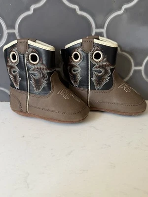 Botas vaqueras Twister Trace bebé marrón con ribete marfil talla infantil Foto 1 de 4