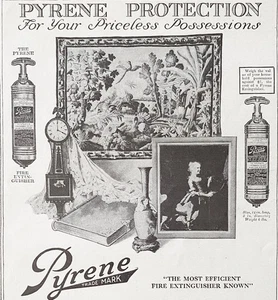 PYRENE FIRE EXTINGUISHER Protect Priceless Antiques 1914 Firefighting Print Ad - Picture 1 of 3