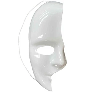 The Phantom Of The Opera Erik Plain White Mens Costume Half Face Mask - Picture 1 of 1