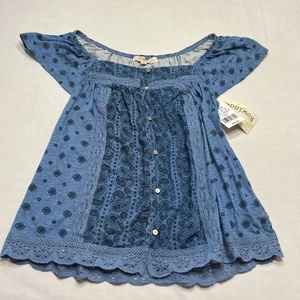 Rewind Junior blaues kurzärmliges Button-Down-Hemd Größe Medium - Bild 1 von 5