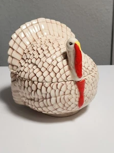 Vintage 70er Thanksgiving Truthahn Schüssel mit Deckel ~ Soße Süßigkeiten Schale Schmuckschatulle ~ 5,5" Höhe - Bild 1 von 16