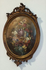 ANTIKES GEMÄLDE STILLLEBEN MIT BLATTRAHMEN AUS HOLZ VERGOLDET ANFANG 1900 - Bild 1 von 13