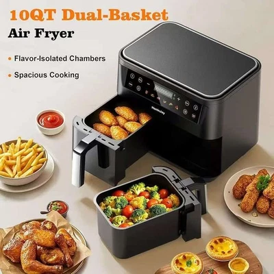 5+5QT Large Dual Basket Air Fryer with Viewing Window 10-in-1,Dishwasher Safe - Image 1 of 4
