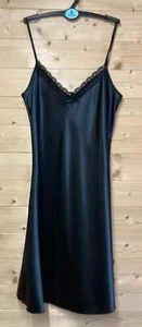 CAMI SATIN SLOTTED V NECK NIGHTIE SIZE 8 COLOUR BLACK FREE BHS SATIN KNICKER - Picture 1 of 3