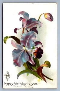 Postcard Vtg Happy Birthday Tuck's No 125 Blue Purple Flowers To You - Picture 1 of 2