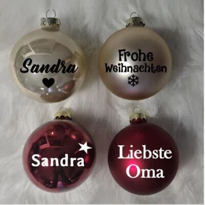 Christbaumkugel Weihnachtsbaumkugel personalisiert Name Druck rot perle 6cm 8cm - Bild 1 von 2
