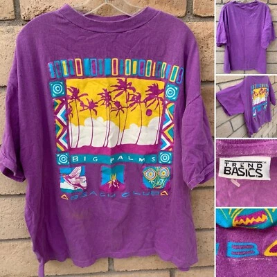 Vintage Big Palms Beach Club T Shirt Tiki Aloha Hawaii Volcano Boxy Fit 2XL OS - Image 1 of 4