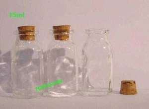 10pcs 15ML 26*60*12.5mm  transparent glass barrel Corks jars  Wishing bottle - Picture 1 of 1