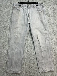 Levi's 501 Men's 38x32 Straight Fit Button Fly Jeans Gray Denim Work Pants - Picture 1 of 14