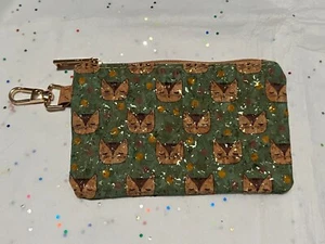 Cat Cork Leather Coin Credit Card Wallet Pouch Case Clutch Bag Zipper & Hook - Picture 1 of 6