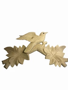 Cuckoo Clock Hand Carved Wood Cuckoo Top with Birds & leaves Black Forest NEW - Picture 1 of 6