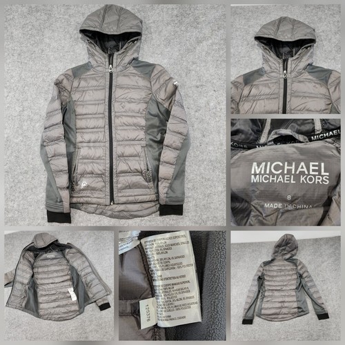 Cappotto giacca Michael Kors donna S piccolo piumino d'oca con cappuccio zip intera puffer