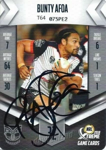 ✺Signed✺ 2018 NEW ZEALAND WARRIORS NRL Card BUNTY AFOA - Picture 1 of 1