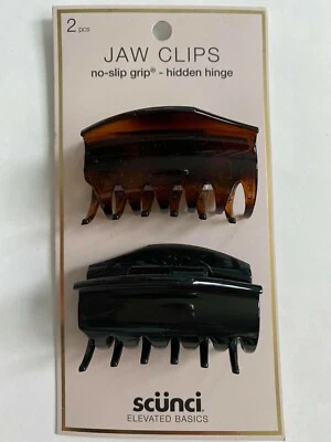 Scunci JAW CLIPS ( 2 pcs ) claw clip hidden hinge Black Brown Women Girls NEW - Image 1 of 4
