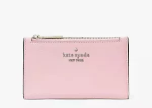 Kate Spade New York Leila Small Slim Bifold Wallet Leather In Bright Carnation - Picture 1 of 3