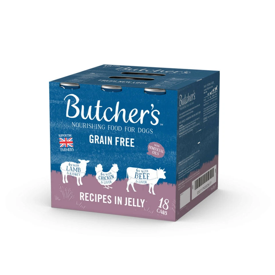 Butcher's Wet Dog Food Can Meaty Grain Free Recipes  Lamb Chicken Beef 18x400g - Image 1 of 1
