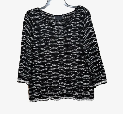 NEW Lumiere S Black White Loose Knit Stitchy Pullover Sweater Textured Career - Image 1 of 4