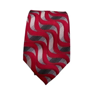 Guy Laroche spitze Krawatte Herren Mikrofaser rot schwarz grau 3,25 x 60 - Bild 1 von 2