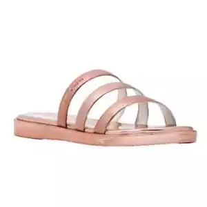 Michael Kors Keiko Women's Triple-Band Slide Sandal Rose Gold Size 9M New - Picture 1 of 5