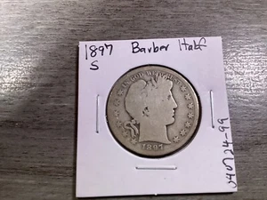 1897-S Key-Date Barber Silver Half Dollar 933,900 Minted 040724-99 - Picture 1 of 4
