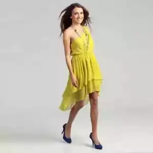 Max And Cleo Phoebe Lemongrass One Shoulder High Low Hem Cocktail Dress Sz M NWT - Picture 1 of 5