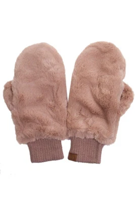 C.C Winter Ultra-Soft Faux Fur Mittens with Shepherd Lining Convertible Gloves - Image 1 of 4