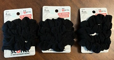 Scunci 3x 4-Pack Mini Thermal Twisters 35494 Black Hair Accessory New - Изображение 1 из 4