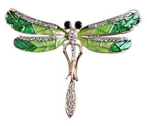 Dragonfly Brooch Pin Luck Women's Green Fashion Jewelry 2.5" Accessory Fast Ship - Picture 1 of 3