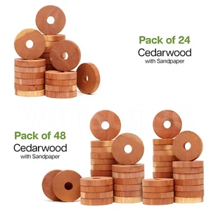 100% Natural Cedar Wood Moth Repellent for Wardrobes drawers Hanging Cedar Rings - Picture 1 of 9