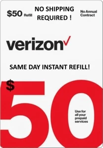 $50 VERIZON PREPAID 🔥 FAST 🔥 DIRECT! GET IT TODAY! 🔥 25yr USA TRUSTED DEALER - Picture 1 of 2