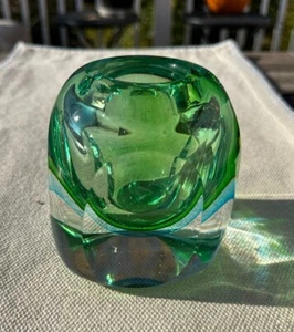 Vintage Murano Flavio Poli Sommerso Faceted Art Glass Vase - Picture 1 of 7