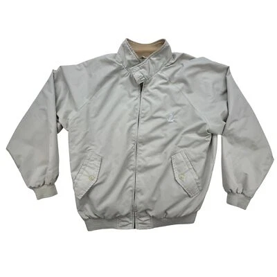 Chaqueta Izod Para Hombre Grande Bombardero Beige Cremallera Completa Bordado Logo Informal Clásica Foto 1 de 4