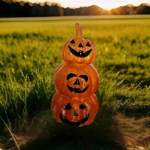 "Calabaza Apilada Naranja Calabaza De Colección Resina Transparente 15"" H Iluminado SOPLADO"  - Imagen 1 de 14