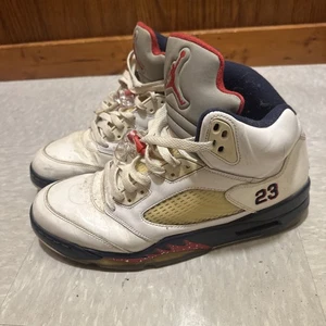 Nike Air Jordan 5 Retro Olympic White Sz 12.5 136027-103 2011 OG - Picture 1 of 8