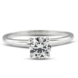 0.54ct E SI1 Round Natural Diamond Platinum Classic Solitaire Engagement Ring - Picture 1 of 11