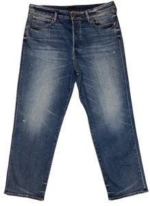 Express Relaxed Fit Dark Wash Jeans Herren 36x32 Button Fly Lightly Distressed - Bild 1 von 6