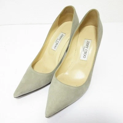 Jimmy Choo Pumps Heel Grey suede pointed toe EU38 US7.5 Japan F/S USED - image 1 of 4