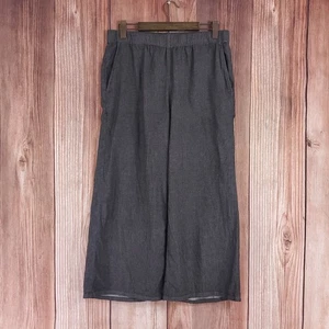 Eileen Fisher Womens Medium Organic Cotton Wide Leg cropped Pull On Pants Gray - Picture 1 of 12