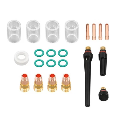 TIG 焊接火炬 Stubby 气体镜头-Pyrex 玻璃杯套件 22 件装 适用于 WP-17/18/26 — 第 1/4 张图片