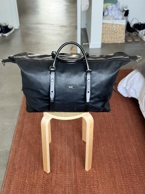 Tumi Black Leather and Canvas Overnight Bag - Image 1 of 4