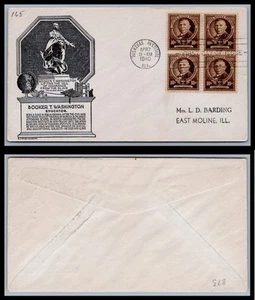 US FDC # 873 10c Booker T. Washington Block Anderson 1940, 9Q393 - Picture 1 of 1