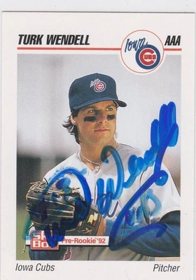 1992 Sky Box #109 Turk Wendell Cubs Signed Auto IP Free Shipping! - Image 1 of 2
